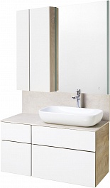 Акватон Мебель для ванной Мишель 100 с гранитной столешницей дуб эндгрейн/белый с раковиной Infinity – фотография-1